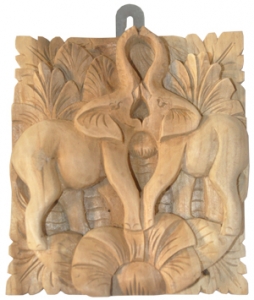 Relief Elephant Wood Carving