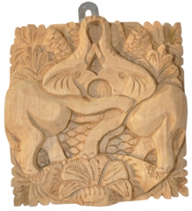 Relief Elephant Wood Carving