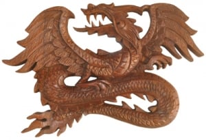 Relief Dragon Wood Carving