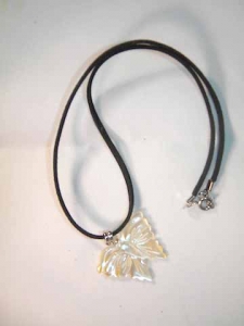 Carved Mop Pendant Necklace From Bali