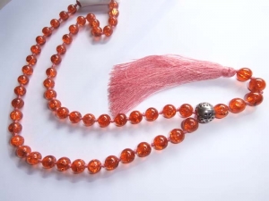 Long Glass Bead Tassel Necklace