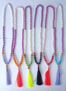 Beaded Tassel Necklace Stone