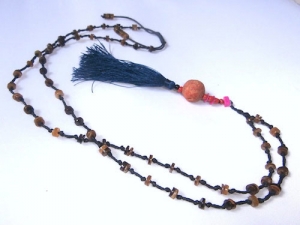 Beaded Stone Tassel Necklace