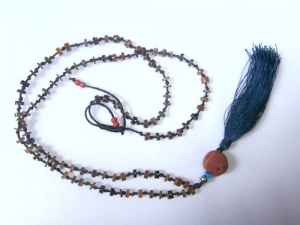 Beaded Stone Tassel Necklace