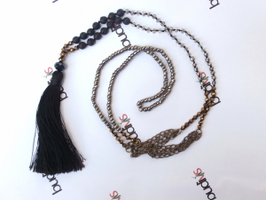 Long Crystal Lava Tassel Necklaces