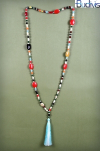 Long Glass Beads Tassel Necklace