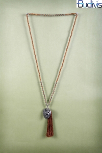 Long Coco Bead Tassel Necklace Heart