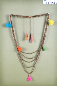 Long Bead Multil Tassel Necklace