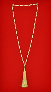 Boho Chic Wood Tassel Necklace with Gemstones