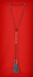 Long Beaded Lariat Tassel Necklace with Pearls