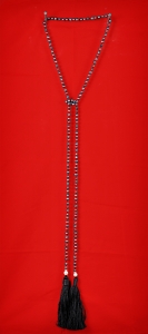 Long Beaded Lariat Tassel Necklace Black Pearl