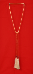 Long Beaded Lariat Tassel Necklace Gold Pearl