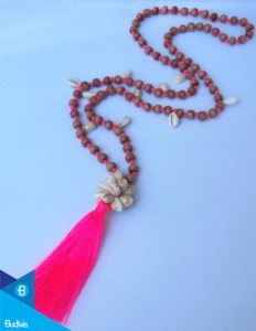 Hand Knotted Long Wooden Tassel Necklaces