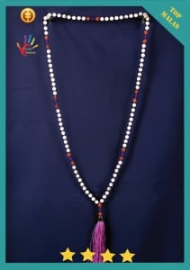For Sale Mala 108 Gemstones Howlite Long Hand Knotted Necklace