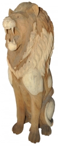 Wood Carving Lion Statue