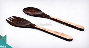 Wooden Coco Spoon With Shell Decorative Set 2 Pcs