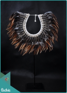 Affordable Tribal Necklace Feather Shell Decorative On Stand Decor Interior