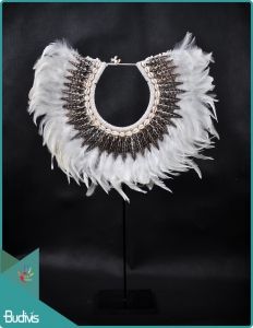Top Sale Tribal Necklace Feather Shell Decorative On Stand Home Decor Interior