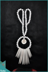 White Necklaces Tribal Bone With Shell