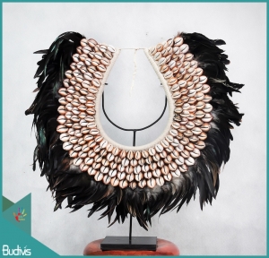 Tribal Necklace Shell Decorative On Stand Interior