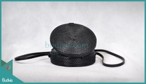 Top Model Round Bag Black Synthetic Rattan