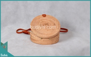 NEW Round Bag Light Brown Natural Rattan