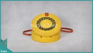 Original Bali Round Bag Yellow Synthetic Rattan