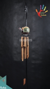 Bali Wholesale Turtle Dotted Painting In Handmade Outdoor Hanging Bamboo Windchimes