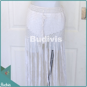 White Tassel Knitting Skirt