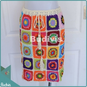 Colourful Square Knitting Skirt