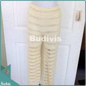 White Knitting Long Pants