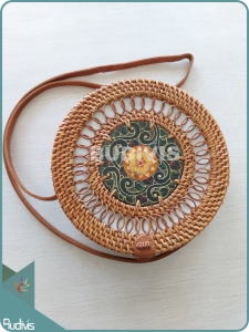 Painted Rattan Bag With Spring Pattern