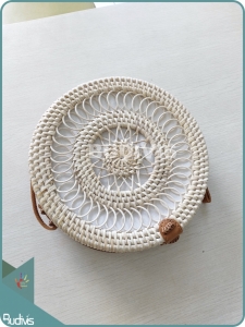 Circle Spring And Sunflower Pattern Round Rattan Bag