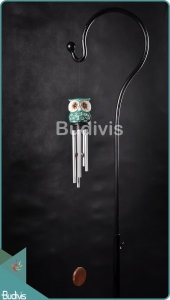 Green Owl Metal Wind Chimes Relaxing Sound For Home Décor