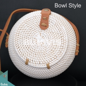 Bowl Style Rattan Bag With Plain White Color