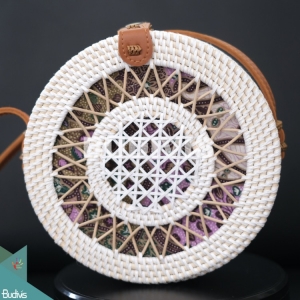 Top Model White Rattan Bag With Sunflower Hand Woven