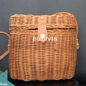 Rattan Bag, Round Straw Bag, Vegan Crossbody Bag, Basket Bag