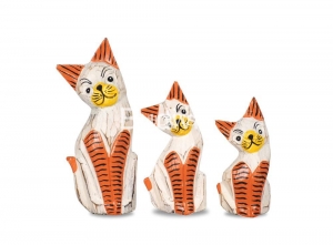 Wholesale Wooden Animal Figurine Cat Model Set 3